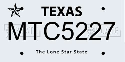 MTC5227 Texas License Plate