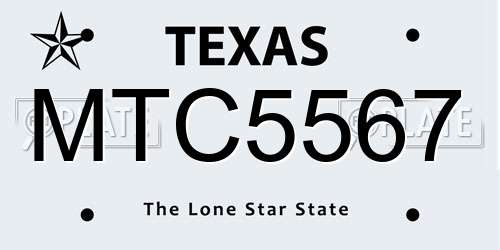 MTC5567 Texas License Plate
