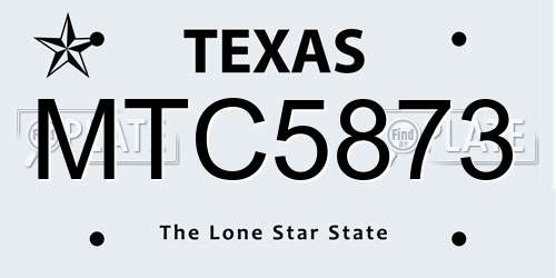 MTC5873 Texas License Plate