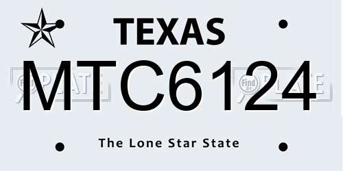 MTC6124 Texas License Plate