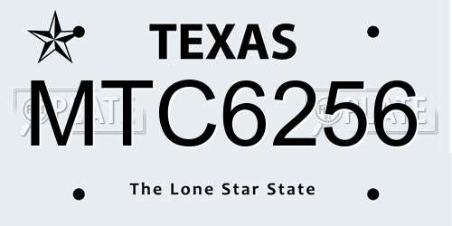 MTC6256 Texas License Plate