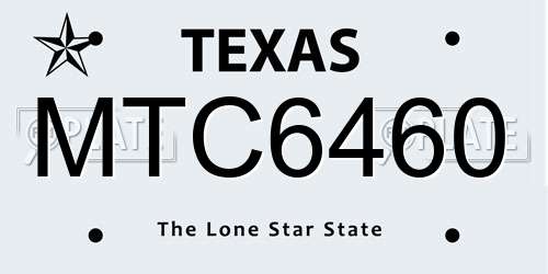 MTC6460 Texas License Plate