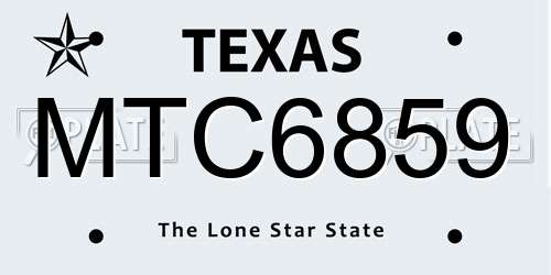 MTC6859 Texas License Plate