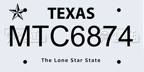 MTC6874 Texas License Plate
