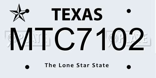 MTC7102 Texas License Plate