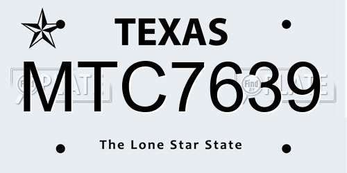 MTC7639 Texas License Plate