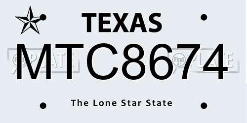 MTC8674 Texas License Plate