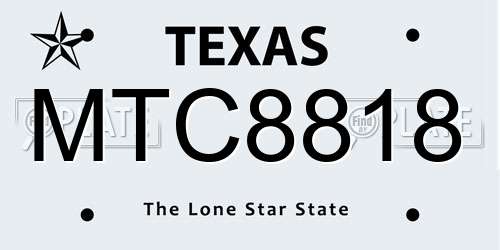 MTC8818 Texas License Plate