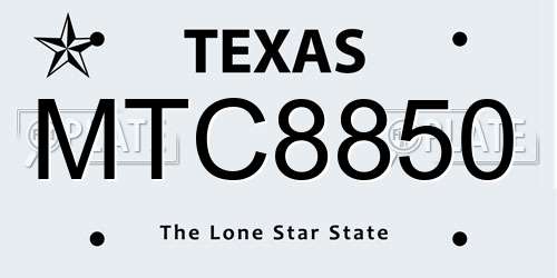 MTC8850 Texas License Plate