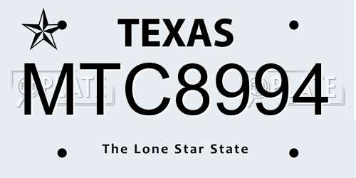 MTC8994 Texas License Plate