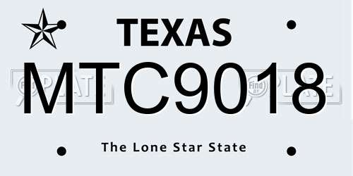 MTC9018 Texas License Plate