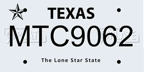 MTC9062 Texas License Plate