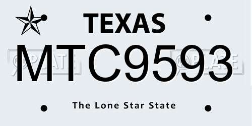 MTC9593 Texas License Plate