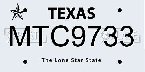 MTC9733 Texas License Plate