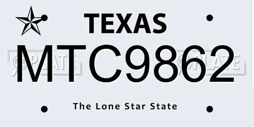 MTC9862 Texas License Plate