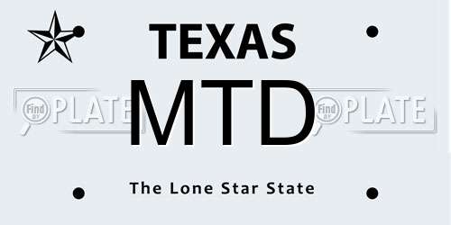 MTD Texas License Plate