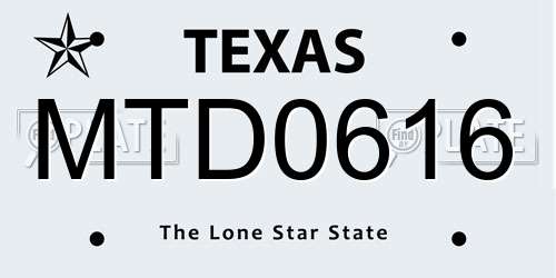 MTD0616 Texas License Plate