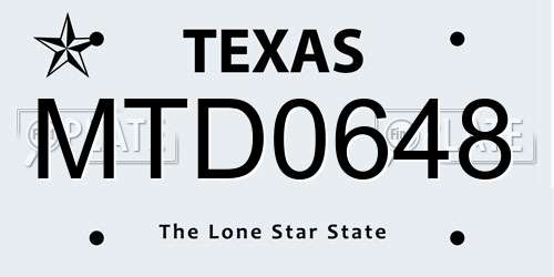 MTD0648 Texas License Plate