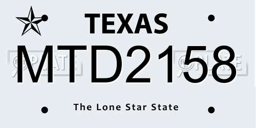MTD2158 Texas License Plate