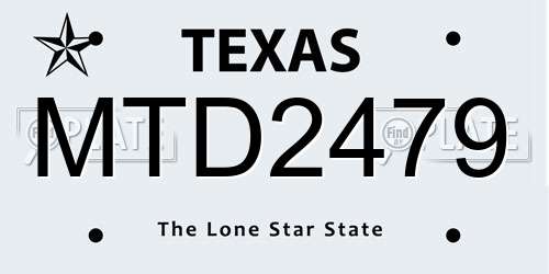 MTD2479 Texas License Plate