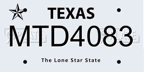MTD4083 Texas License Plate