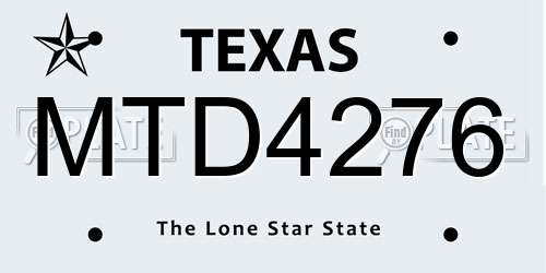 MTD4276 Texas License Plate