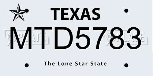 MTD5783 Texas License Plate