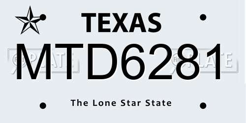 MTD6281 Texas License Plate
