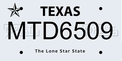 MTD6509 Texas License Plate