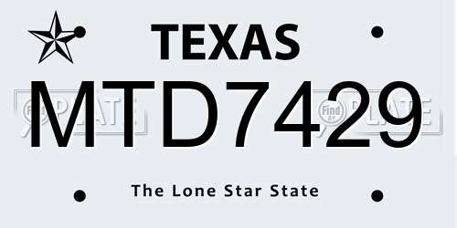 MTD7429 Texas License Plate