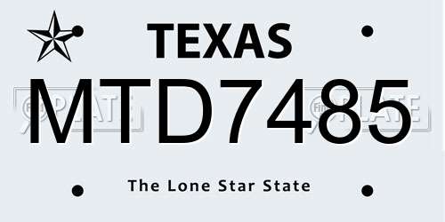 MTD7485 Texas License Plate