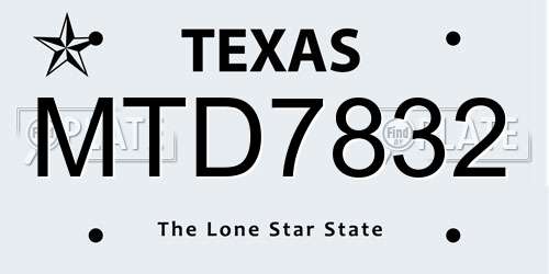 MTD7832 Texas License Plate