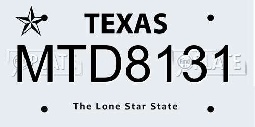 MTD8131 Texas License Plate