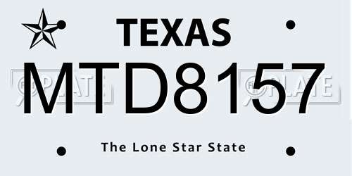 MTD8157 Texas License Plate