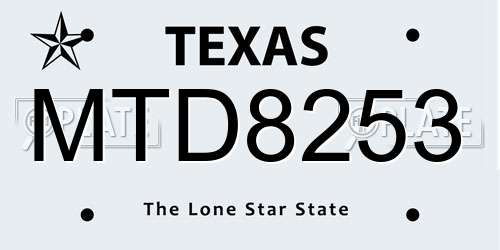 MTD8253 Texas License Plate
