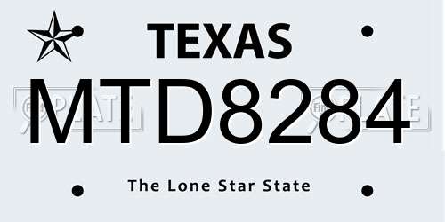 MTD8284 Texas License Plate