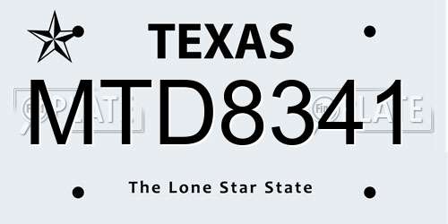 MTD8341 Texas License Plate