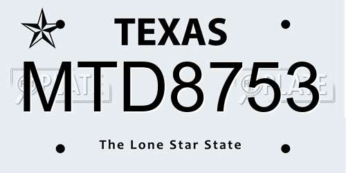 MTD8753 Texas License Plate