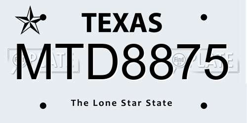 MTD8875 Texas License Plate