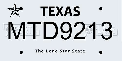 MTD9213 Texas License Plate