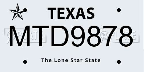MTD9878 Texas License Plate