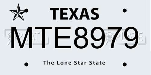 MTE8979 Texas License Plate