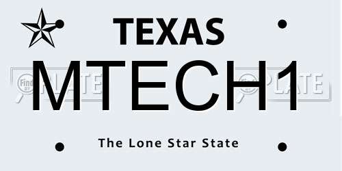 MTECH1 Texas License Plate