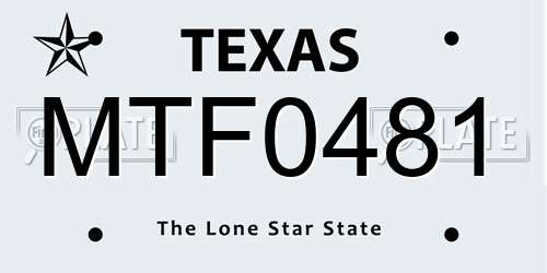 MTF0481 Texas License Plate