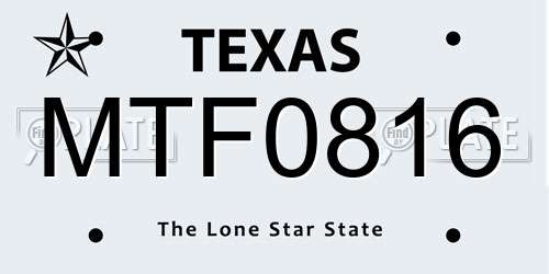 MTF0816 Texas License Plate
