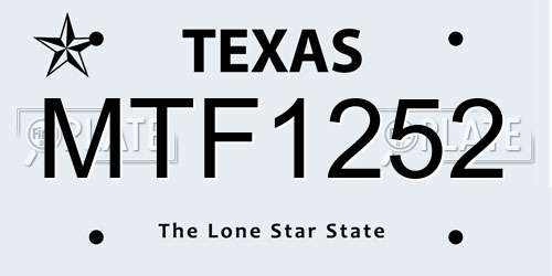 MTF1252 Texas License Plate