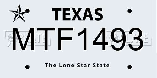 MTF1493 Texas License Plate