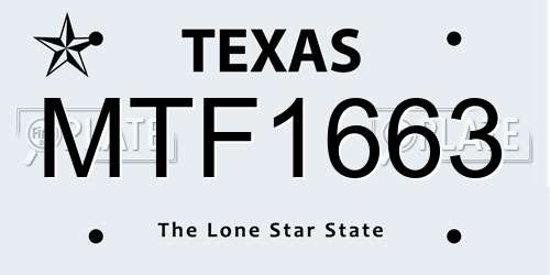 MTF1663 Texas License Plate