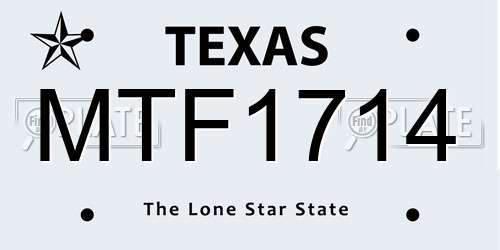 MTF1714 Texas License Plate
