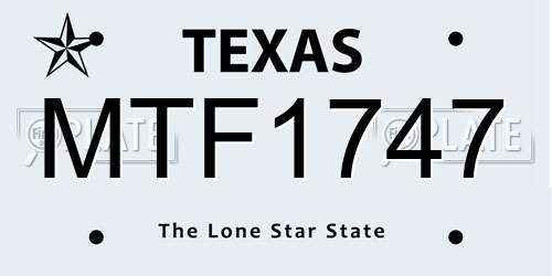 MTF1747 Texas License Plate